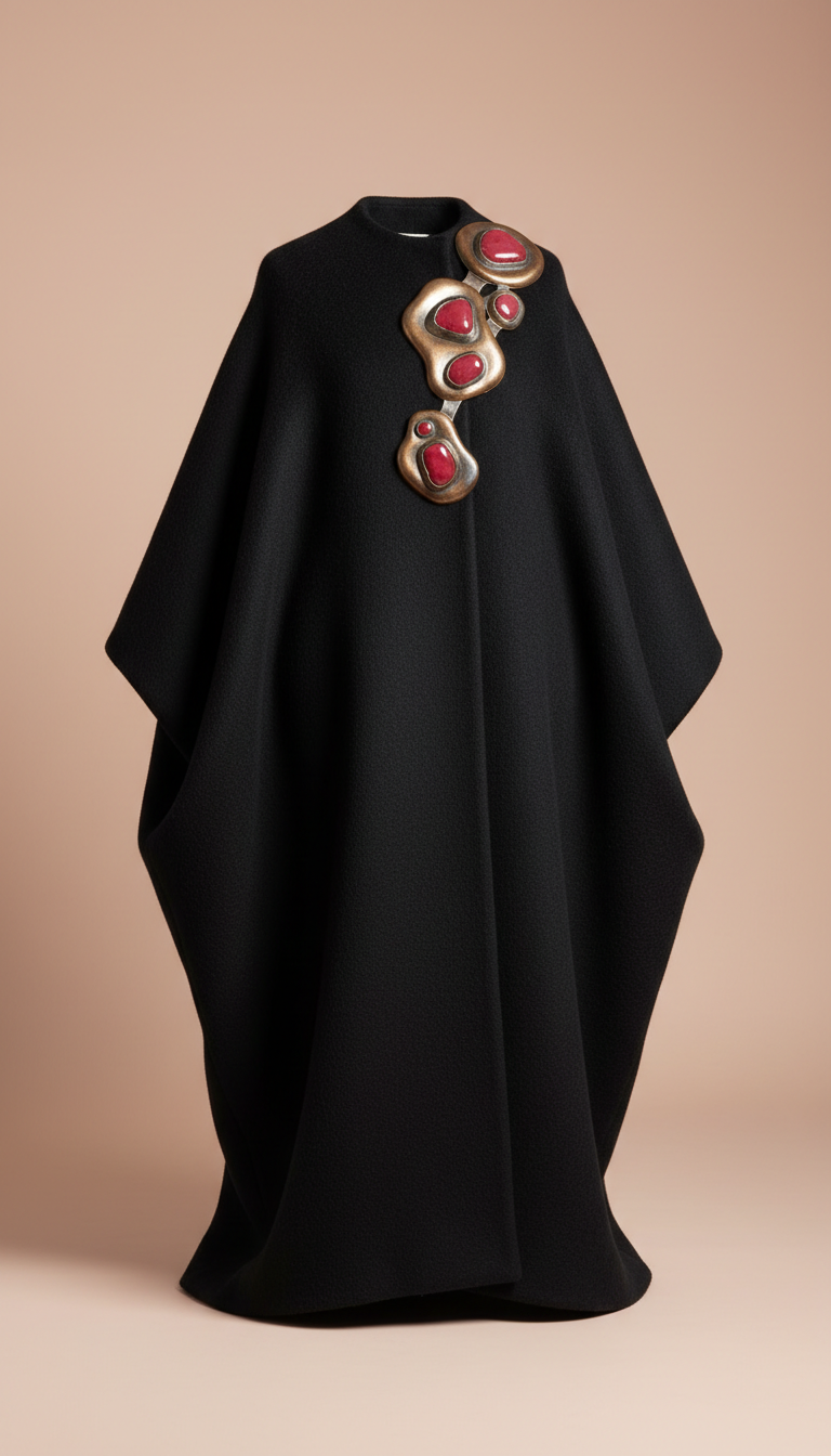 Wool overcoat with sculptural silhouette