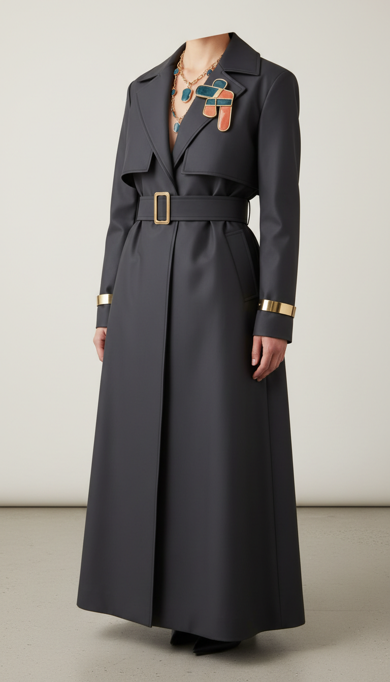 Technical Trench Coat with Water-Repellent Nylon